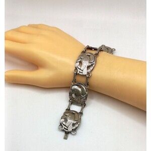 Vintage Sterling Silver 925 PEACE DOVE Link Danish Style Bracelet